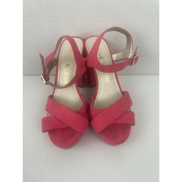 Anne Klein Pink Suede Platform Heels Strappy Open Toe Sandals Sz 7.5 Barbiecore - Picture 3 of 13